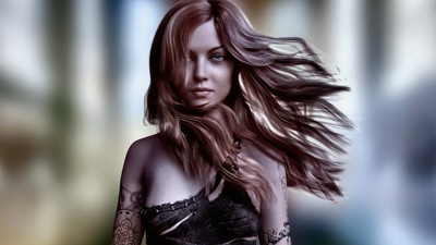 Искусство девушки с каштановыми волосами