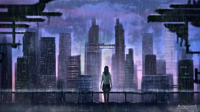 Одинокая Девушка Под дождем