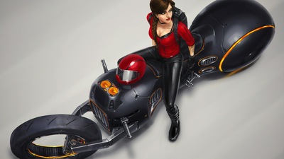 Девушка на велосипеде Арт 4k