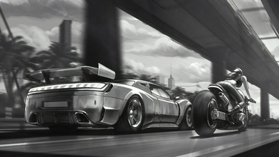 Монохромный уличный автомобиль