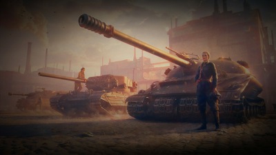 Девушка-офицер с танком