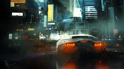 Неоновый водитель Lamborghini 4k