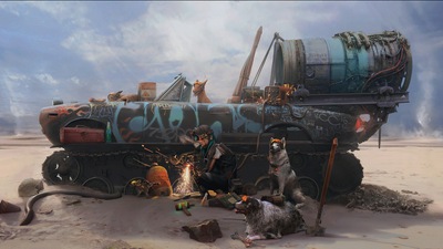 Девушка, Сваривающая Бак с собаками