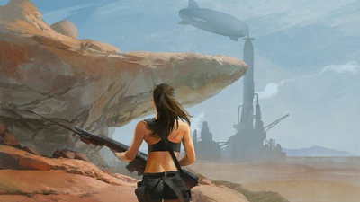 Одинокая Девушка-Воин с пистолетом