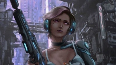 Девушка из Кибер-города 4k