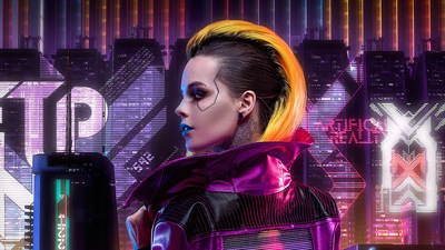 Блондинка-Киберпанк-девушка