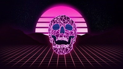 Череп Synthwave 4k