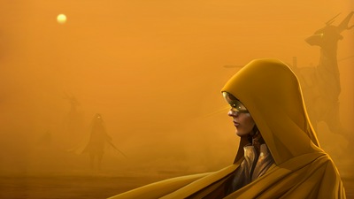 Песчаная буря Девушка в капюшоне 4k