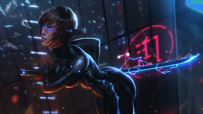 Киберпанковская черная девушка