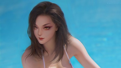 Девушка Выходит из Бассейна