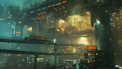 Монорельс Scifi City Cg Art