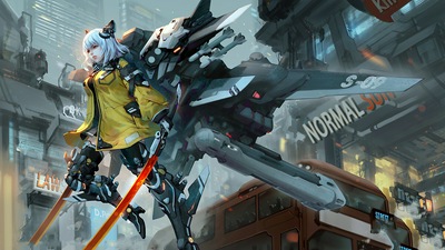 Девушка-Киберпанк-техник