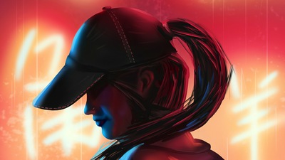 Девушка в кепке 4k