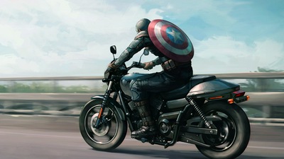 Капитан Америка на обложке мотоцикла Harley Davidson