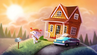 Дом на вершине холма 4k