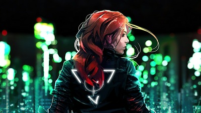 Киберпанковская девушка с каштановыми волосами 4k