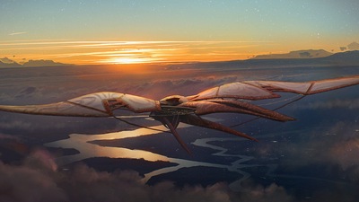 Дизайн корабля-стрекозы 4k