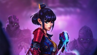 Азиатская Аниме-девушка со светящейся веревкой