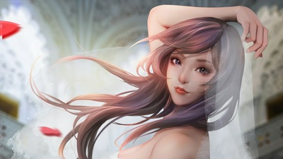 Азиатское белое платье 4k