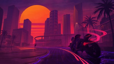 Кибербайк неонового города