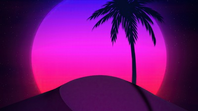 Дерево для рисования Synthwave 4k