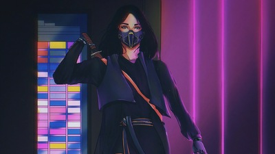 Девушка в кибер-маске 4k