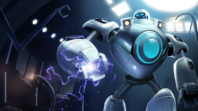 Большой белый Гигантский робот 4k