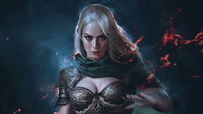 Светловолосая девушка-воин 4k