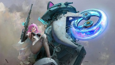 Кибер-Девушка с мотоциклом