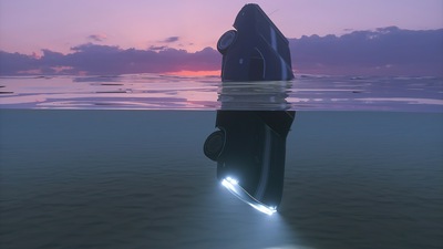 Автомобиль тонет в воде 4k