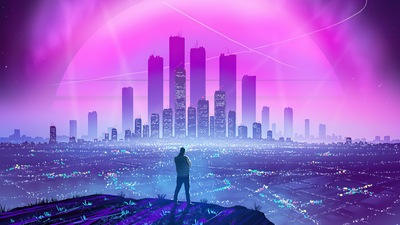 Черные огни Города Synthwave 5k