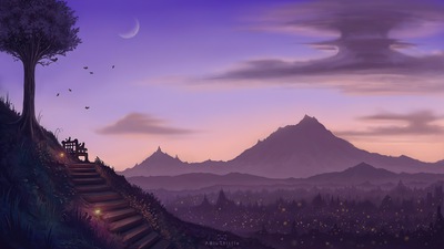 Кошки Наблюдают за Видом на Горы
