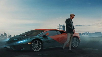 Человек с цифровым искусством Lamborghini 5k