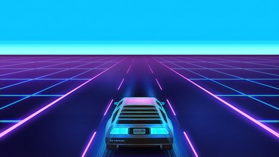 Vaporwave Delorean 4k