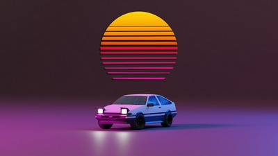 Vaporwave Delorean 5k