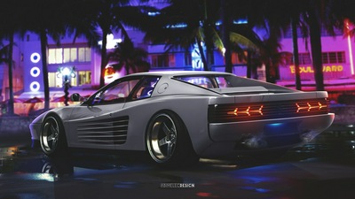 Цифровое искусство Ferrari Testarossa