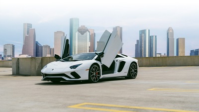 Белый Lamborghini Aventador 5k 2018