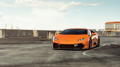 Оранжевый Lamborghini Huracan 8k 2018