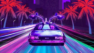 Ретро Люксовые автомобили Retrowave 4k