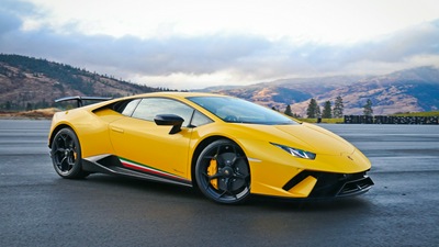 Желтый Lamborghini Huracan 5k