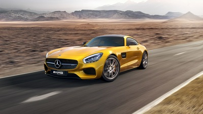 Желтый Mercedes Benz Amg GT 4k