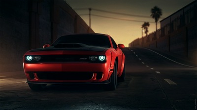 Красный Dodge Challenger Srt 8k