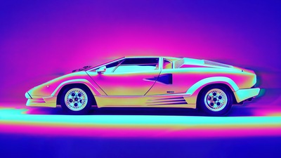 Ретро-иллюстрация Lamborghini Countach 4k