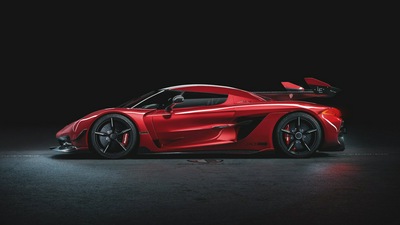 Koenigsegg Jesko Cherry Red Edition 10 Вид сбоку 8k