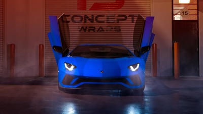 Синий Lamborghini Aventador 2019 4k