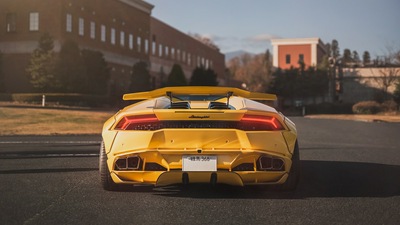 Lamborghini Желтый задний 4k