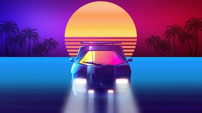 Lamborghini Countach Synhtwave 4k