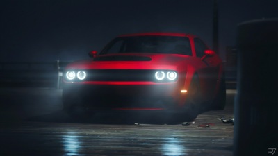 Красный Dodge Challenger Srt 4k