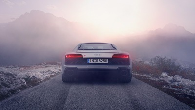 Серебристый Audi R8 2019 Сзади