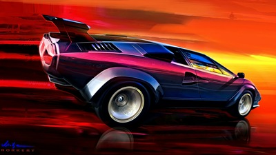 Lamborghini Countach Art 4k